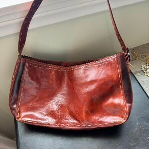 BCBG Vintage leather cognac burgundy broken in